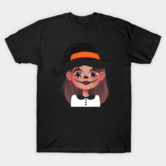 Halloween Cute Happy Girl T-Shirt by PicRidez